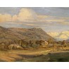 Tableau \"Plaine du Rhône\" signé S. DELAPEINE