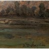 Tableau \"Plaine du Rhône\" signé S. DELAPEINE
