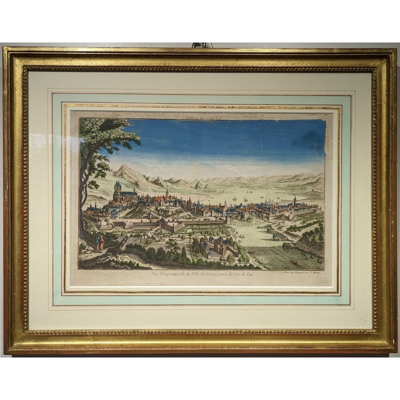 Engraving ‘City of Geneva’ by Moinat SA – Antiques and decorative items – Engravings, lithographs