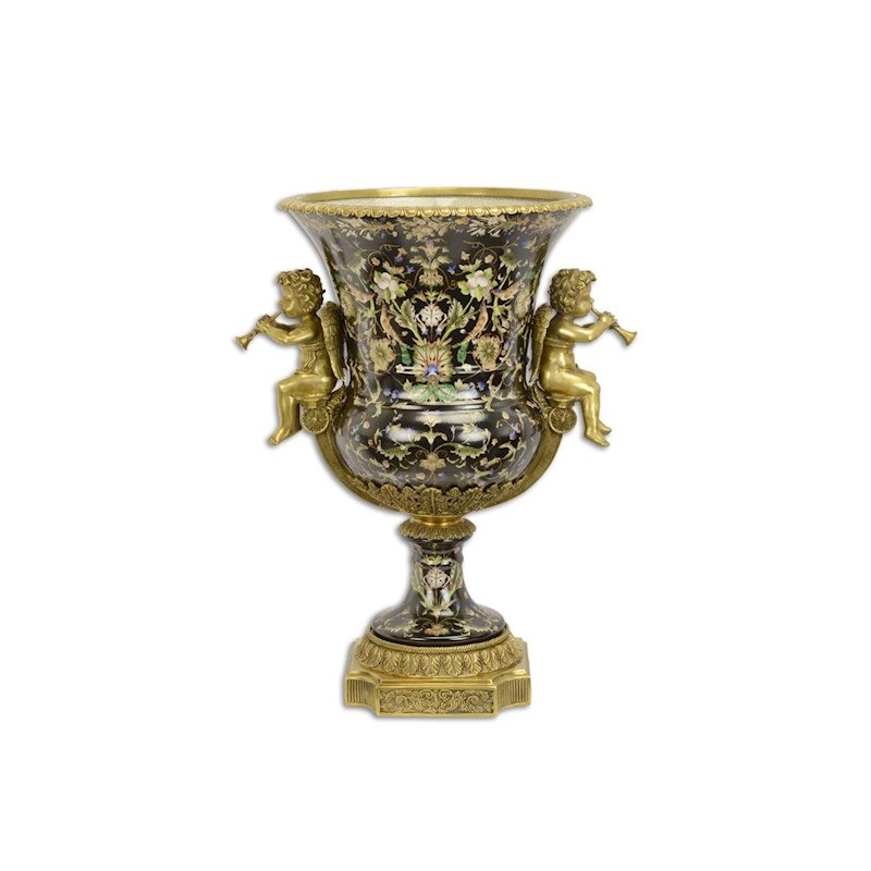 Vasque en porcelaine noire anses Anges