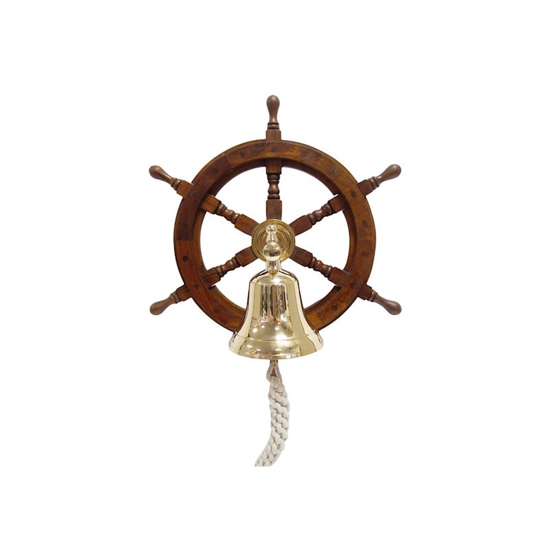 Ship's wheel with brass bell