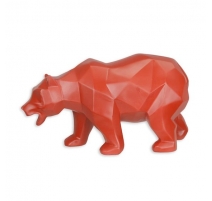 Ours polygonal en résine rouge