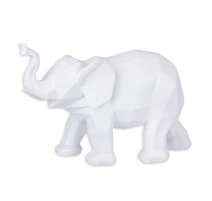 Eléphant polygonal en résine blanche
