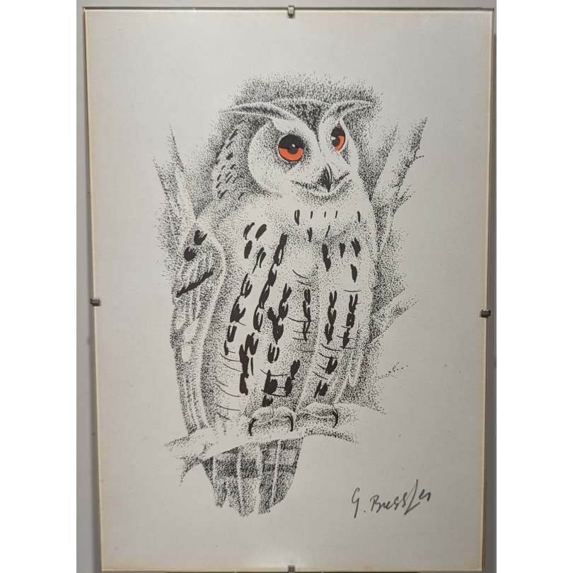 Lithographie "Hibou" signée BRESSLER