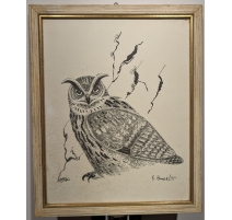 Lithographie "Hibou" signée G. BRESSLER
