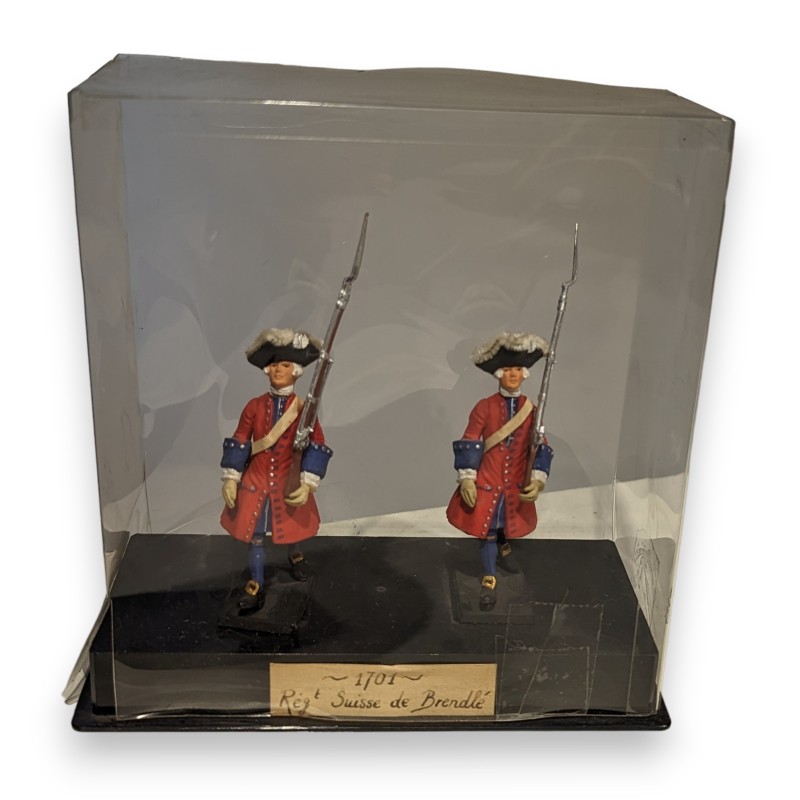 Paire de Soldats en résine \"1701 - Rég.t Suisse\"