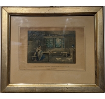 Gravure "Intérieur d'une chambre" par KOENIG