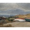 Tableau \"Bateaux sur la grève\" signé CASTRES