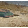 Tableau \"Bateaux sur la grève\" signé CASTRES
