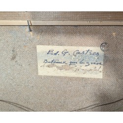 Tableau \"Bateaux sur la grève\" signé CASTRES