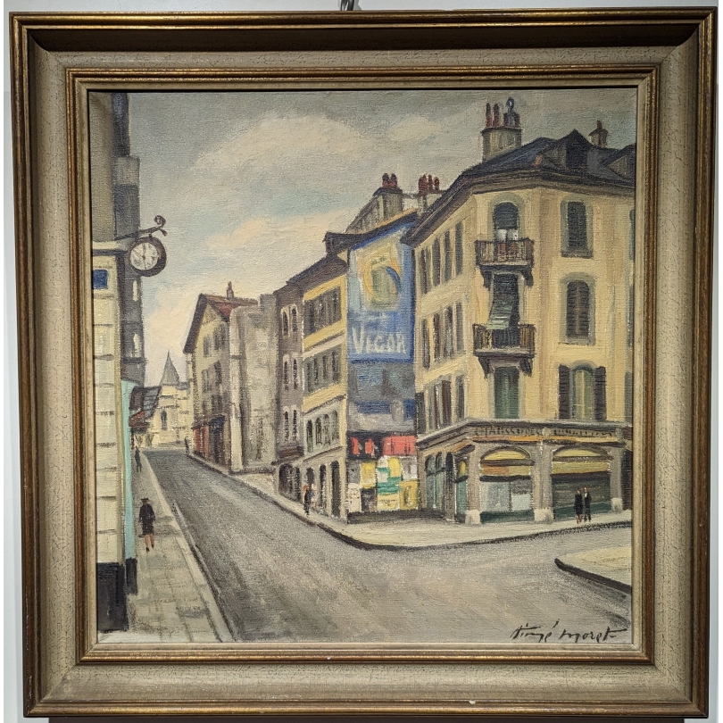 Tableau "Rue Rousseau" signé Aimé MORET