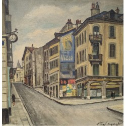 Tableau "Rue Rousseau" signé Aimé MORET