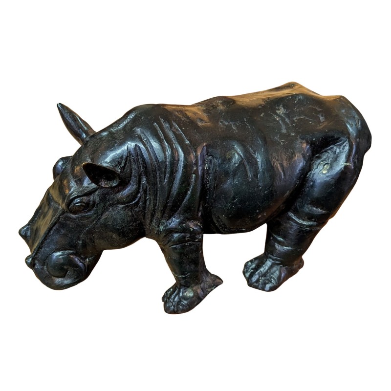 Hippopotame en métal noir