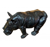 Hippopotame en métal noir