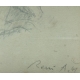 Dessin "Vache couchée" signée René A. 49