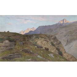 Tableau \"Paysage alpestre\" signé DE BEAUMONT