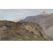 Tableau "Paysage alpestre" signé DE BEAUMONT