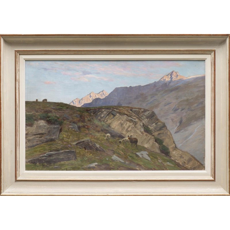Tableau \"Paysage alpestre\" signé DE BEAUMONT
