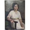Tableau portrait \"Jeune fille\" signé J.M. FREY
