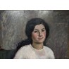Tableau portrait \"Jeune fille\" signé J.M. FREY