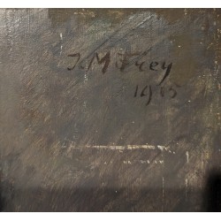 Tableau portrait \"Jeune fille\" signé J.M. FREY