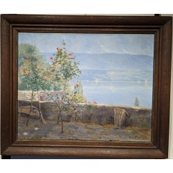 Tableau \"Anières\" signé V. DE MESTRAL 1920