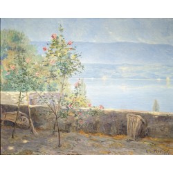 Tableau \"Anières\" signé V. DE MESTRAL 1920
