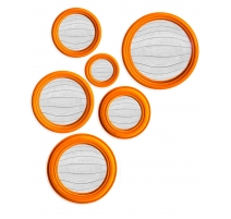 Suite de 6 miroirs convexe cadre rond feutre orang