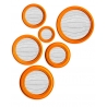 Suite de 6 miroirs convexe cadre rond feutre orange
