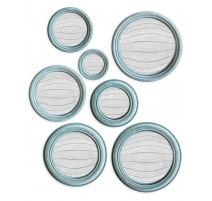 Suite de 7 miroirs convexe cadre rond feutre gris