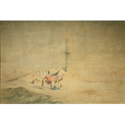 Aquarelle "Paysage orientaliste" signé NICOLLERAT