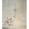 Aquarelle "Paysage orientaliste" signé NICOLLERAT