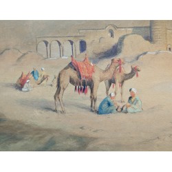 Aquarelle "Paysage orientaliste" signé NICOLLERAT