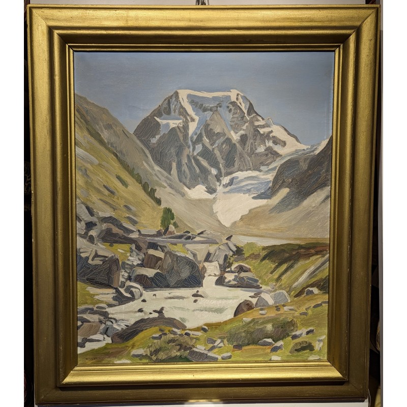 Tableau \"Mont Collon\" signé R. JEAN-MAIRET