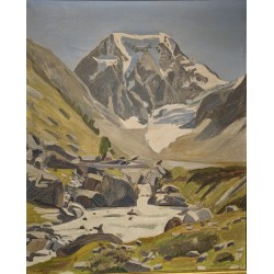 Tableau \"Mont Collon\" signé R. JEAN-MAIRET