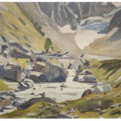 Tableau \"Mont Collon\" signé R. JEAN-MAIRET