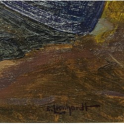 Tableau \"Zugersee\" signé E. LEONHARDT