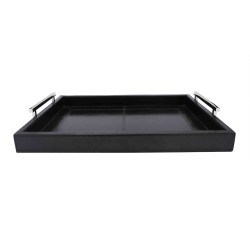 Plateau rectangulaire HARPER en cuir noir