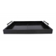 Plateau rectangulaire HARPER en cuir noir