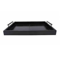 Plateau rectangulaire HARPER en cuir noir