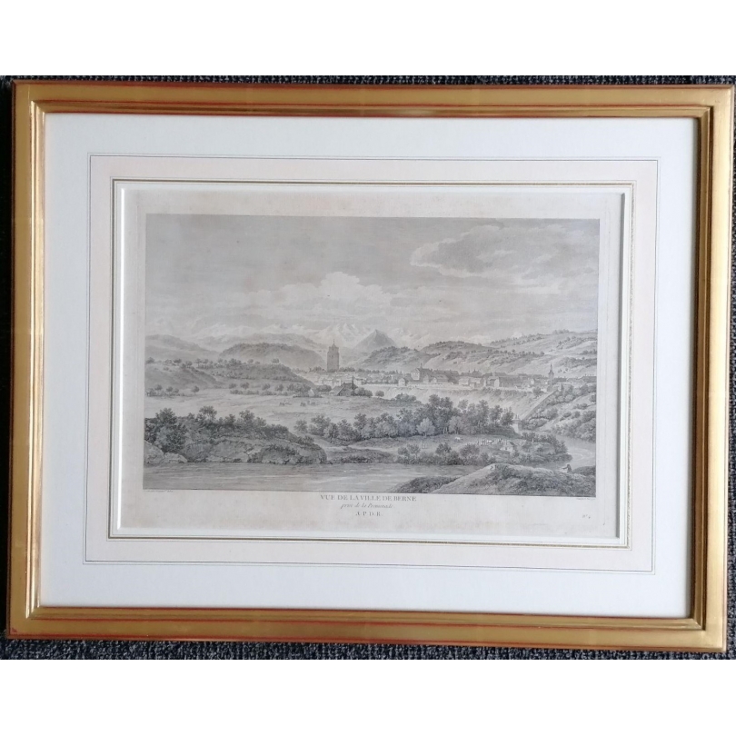 Gravure "VUE DE LA VILLE DE BERNE" par PERIGNON