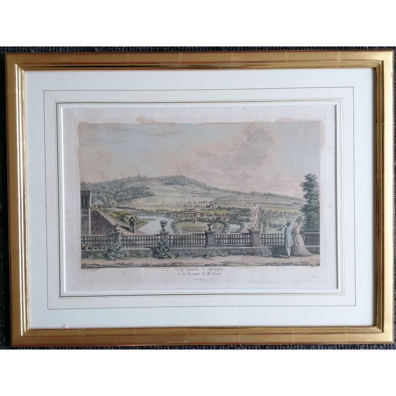 Gravure "VUE PRISE A BERNE" par BARBIER LAINÉ