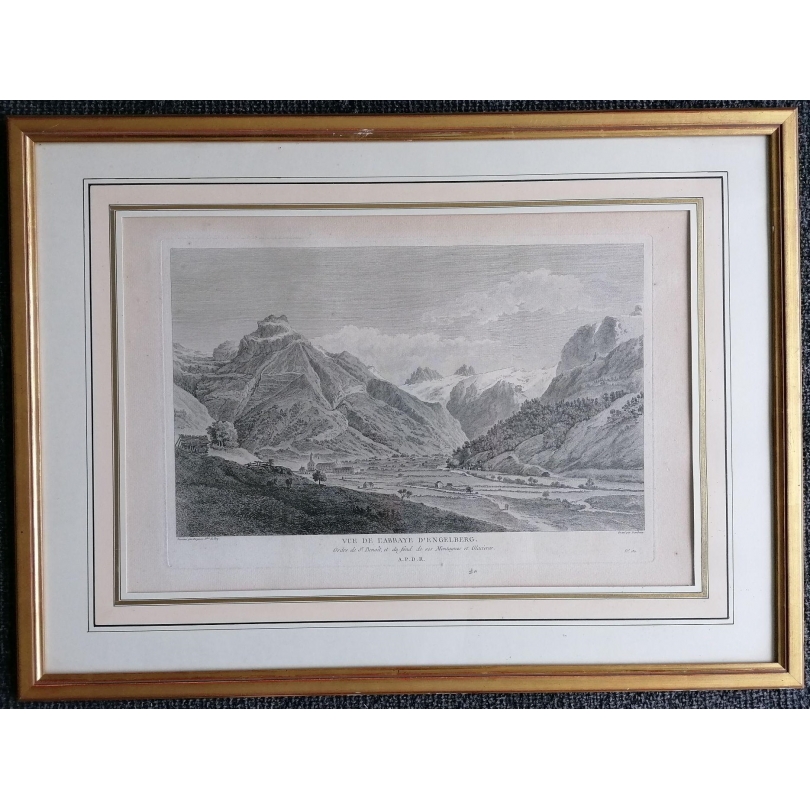 Gravure "VUE DE L'ABBAYE D'ENGELBERG" par PERIGNON