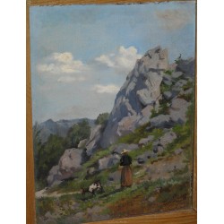 绘画 | 题为《女子与山羊》的画作，署名DARIER-GUIGON Moinat SA  - 古董与装饰艺术