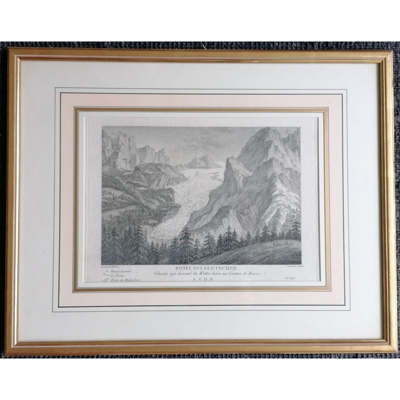Gravure "ROSELAVI GLETSCHER" par BESSON