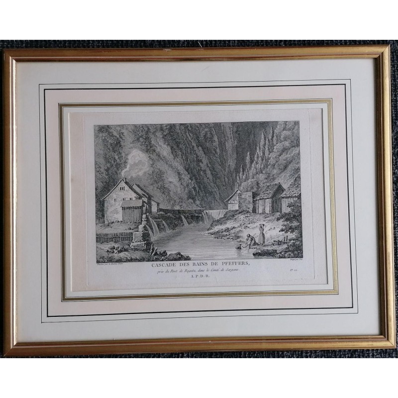 Engraving entitled ‘CASCADE DES BAINS DE PFEFFERS’ by BARBER