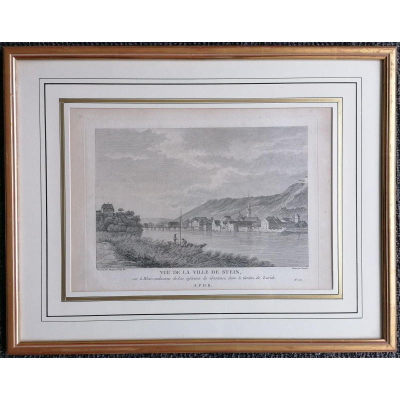 Engraving entitled "VIEW OF THE TOWN OF STEIN" by PERIGNON