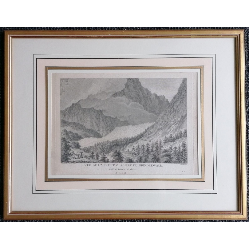 Gravure "GLACIERE DU GRINDELWALD" par BARBIER