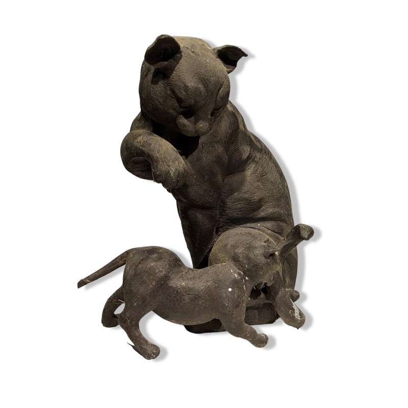 Bronze \"Chat et son petit\"