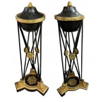 Paire d'athéniennes en métal et bronze
